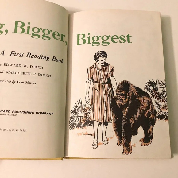 Vintage 1959 Big Bigger Biggest  Dolch First Reading Book Giraffes - Picture 9 of 16